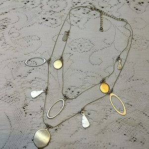 Kenneth Cole Double Strand Silver Gold Necklace